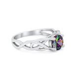 Solitaire Celtic Engagement Ring Round Cubic Zirconia 925 Sterling Silver