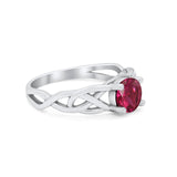 Solitaire Celtic Engagement Ring Round Cubic Zirconia 925 Sterling Silver