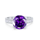 Solitaire Accent Wedding Engagement Ring Round CZ 925 Sterling Silver