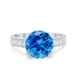 Solitaire Accent Wedding Engagement Ring Round CZ 925 Sterling Silver