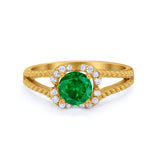 Art Deco Halo Wedding Engagement Ring Round Cubic Zirconia 925 Sterling Silver