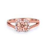 Art Deco Halo Wedding Engagement Ring Round Cubic Zirconia 925 Sterling Silver