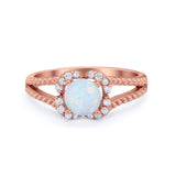 Art Deco Halo Wedding Engagement Ring Round Cubic Zirconia 925 Sterling Silver