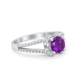 Art Deco Halo Wedding Engagement Ring Round Cubic Zirconia 925 Sterling Silver