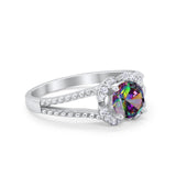 Art Deco Halo Wedding Engagement Ring Round Cubic Zirconia 925 Sterling Silver