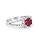 Art Deco Halo Wedding Engagement Ring Round Cubic Zirconia 925 Sterling Silver