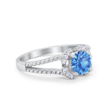 Art Deco Halo Wedding Engagement Ring Round Cubic Zirconia 925 Sterling Silver