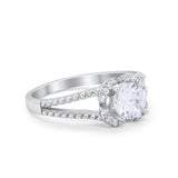 Art Deco Halo Wedding Engagement Ring Round Cubic Zirconia 925 Sterling Silver