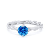 Solitaire Braided Twisted Shank promise Band Round Cubic Zirconia 925 Sterling Silver
