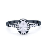 Art Deco Halo Oval Wedding Engagement Ring Round CZ 925 Sterling Silver