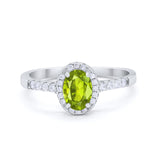 Art Deco Halo Oval Wedding Engagement Ring Round CZ 925 Sterling Silver