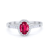Art Deco Halo Oval Wedding Engagement Ring Round CZ 925 Sterling Silver