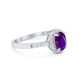 Art Deco Halo Oval Wedding Engagement Ring Round CZ 925 Sterling Silver