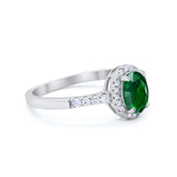 Art Deco Halo Oval Wedding Engagement Ring Round CZ 925 Sterling Silver