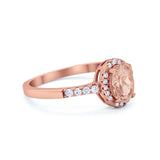 Art Deco Halo Oval Wedding Engagement Ring Round CZ 925 Sterling Silver