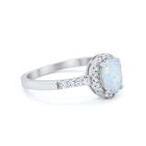 Art Deco Halo Oval Wedding Engagement Ring Round CZ 925 Sterling Silver