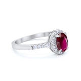 Art Deco Halo Oval Wedding Engagement Ring Round CZ 925 Sterling Silver