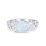 Three Stone Cushion Cut Wedding Engagement Ring Round Cubic Zirconia 925 Sterling Silver