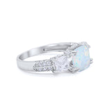 Three Stone Cushion Cut Wedding Engagement Ring Round Cubic Zirconia 925 Sterling Silver
