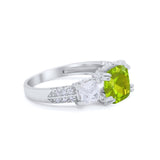 Three Stone Cushion Cut Wedding Engagement Ring Round Cubic Zirconia 925 Sterling Silver