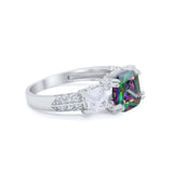 Three Stone Cushion Cut Wedding Engagement Ring Round Cubic Zirconia 925 Sterling Silver