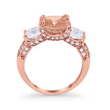 Three Stone Cushion Cut Wedding Engagement Ring Round Cubic Zirconia 925 Sterling Silver