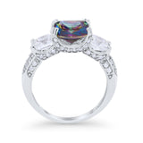 Three Stone Cushion Cut Wedding Engagement Ring Round Cubic Zirconia 925 Sterling Silver