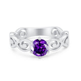 Spiral Swirl Filigree Wedding Engagement Ring Round Cubic Zirconia 925 Sterling Silver
