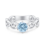 Spiral Swirl Filigree Wedding Engagement Ring Round Cubic Zirconia 925 Sterling Silver