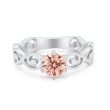 Spiral Swirl Filigree Wedding Engagement Ring Round Cubic Zirconia 925 Sterling Silver