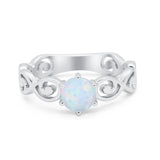 Spiral Swirl Filigree Wedding Engagement Ring Round Cubic Zirconia 925 Sterling Silver