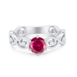 Spiral Swirl Filigree Wedding Engagement Ring Round Cubic Zirconia 925 Sterling Silver