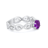 Spiral Swirl Filigree Wedding Engagement Ring Round Cubic Zirconia 925 Sterling Silver