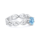 Spiral Swirl Filigree Wedding Engagement Ring Round Cubic Zirconia 925 Sterling Silver