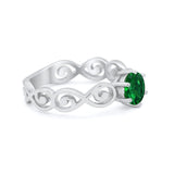 Spiral Swirl Filigree Wedding Engagement Ring Round Cubic Zirconia 925 Sterling Silver
