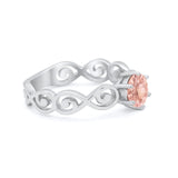 Spiral Swirl Filigree Wedding Engagement Ring Round Cubic Zirconia 925 Sterling Silver