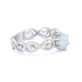Spiral Swirl Filigree Wedding Engagement Ring Round Cubic Zirconia 925 Sterling Silver