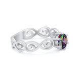 Spiral Swirl Filigree Wedding Engagement Ring Round Cubic Zirconia 925 Sterling Silver