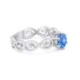 Spiral Swirl Filigree Wedding Engagement Ring Round Cubic Zirconia 925 Sterling Silver