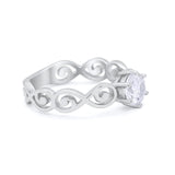 Spiral Swirl Filigree Wedding Engagement Ring Round Cubic Zirconia 925 Sterling Silver