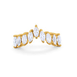 Curved Chevron Midi V Ring Marquise Cubic Zirconia 925 Sterling Silver