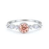 Art Deco Petite Dainty Wedding Ring Round Cubic Zirconia 925 Sterling Silver