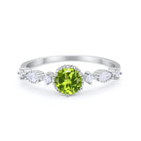 Art Deco Petite Dainty Wedding Ring Round Cubic Zirconia 925 Sterling Silver