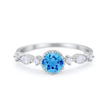 Art Deco Petite Dainty Wedding Ring Round Cubic Zirconia 925 Sterling Silver
