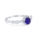 Art Deco Petite Dainty Wedding Ring Round Cubic Zirconia 925 Sterling Silver