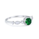 Art Deco Petite Dainty Wedding Ring Round Cubic Zirconia 925 Sterling Silver