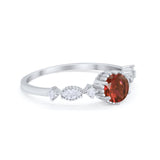 Art Deco Petite Dainty Wedding Ring Round Cubic Zirconia 925 Sterling Silver