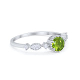 Art Deco Petite Dainty Wedding Ring Round Cubic Zirconia 925 Sterling Silver