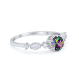 Art Deco Petite Dainty Wedding Ring Round Cubic Zirconia 925 Sterling Silver