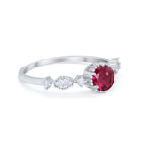 Art Deco Petite Dainty Wedding Ring Round Cubic Zirconia 925 Sterling Silver